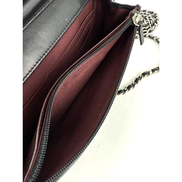 Chanel Black Quilted Smooth Lambskin Wallet on a Chain Clutch Bag - Picture 11 of 14